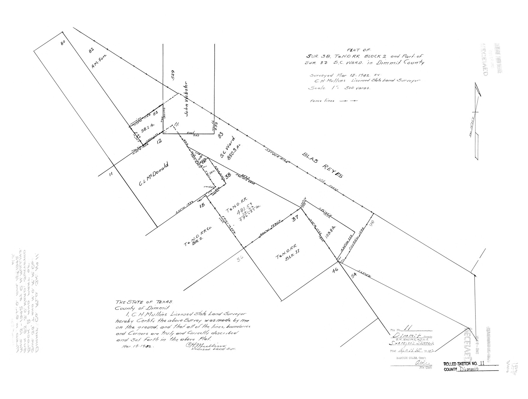 5720, Dimmit County Rolled Sketch 11, General Map Collection