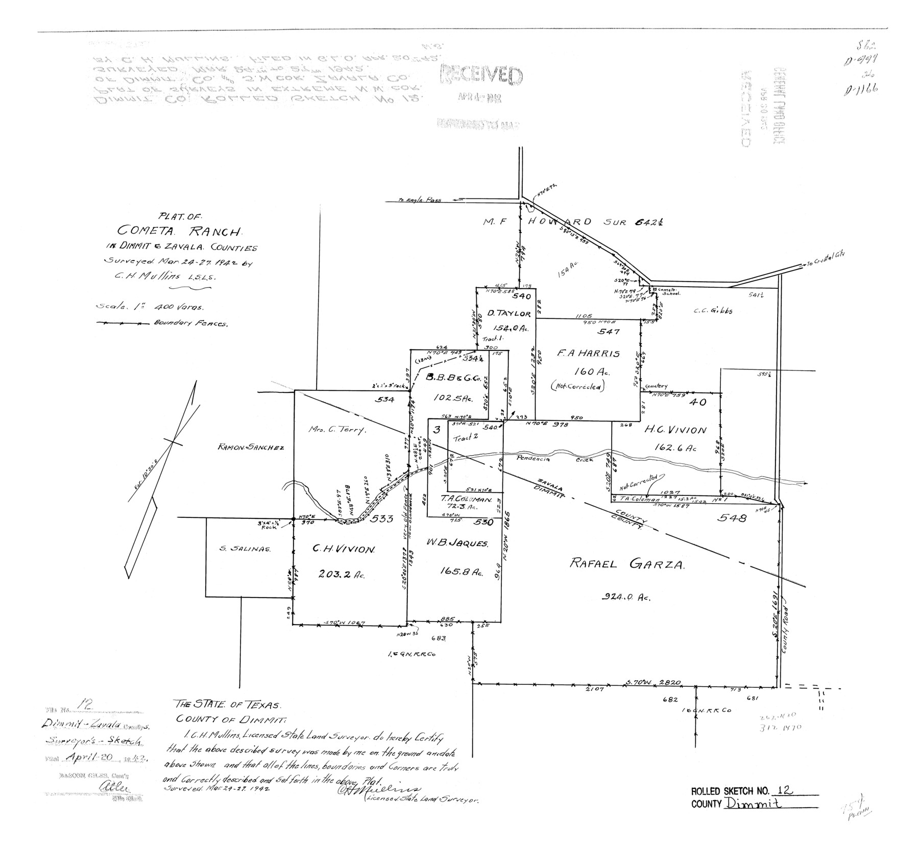 5721, Dimmit County Rolled Sketch 12, General Map Collection