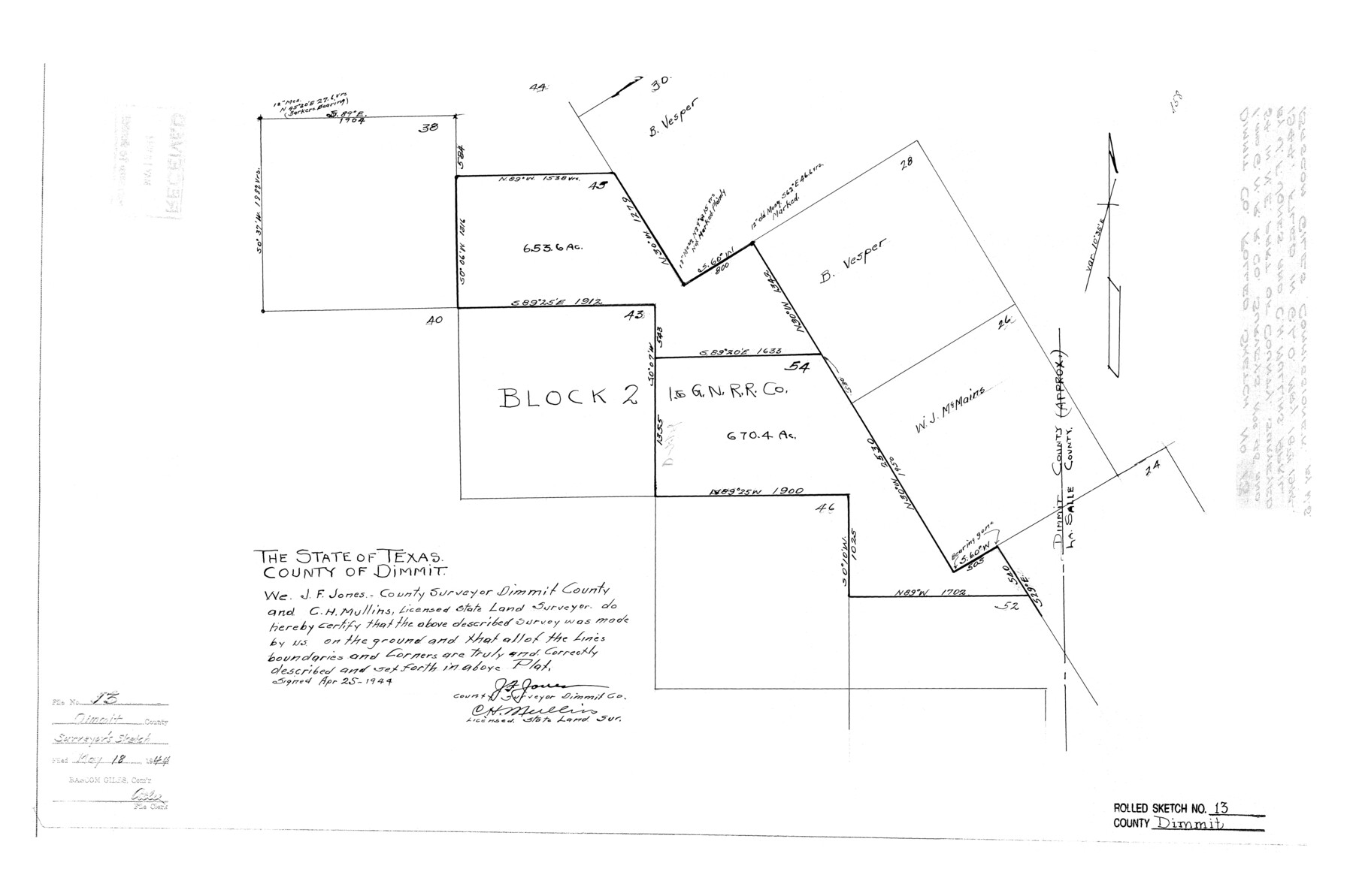 5722, Dimmit County Rolled Sketch 13, General Map Collection