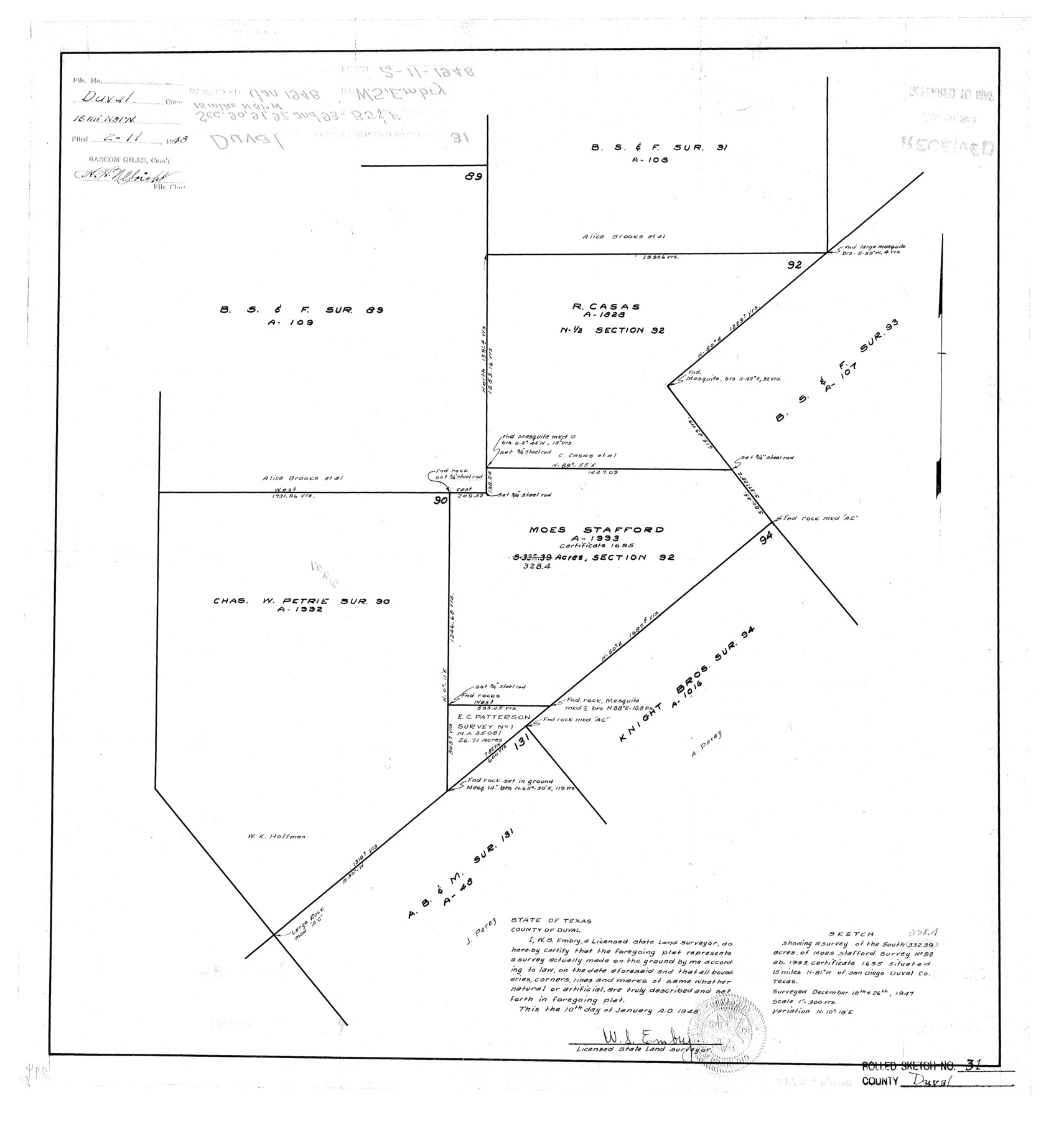 5748, Duval County Rolled Sketch 31, General Map Collection