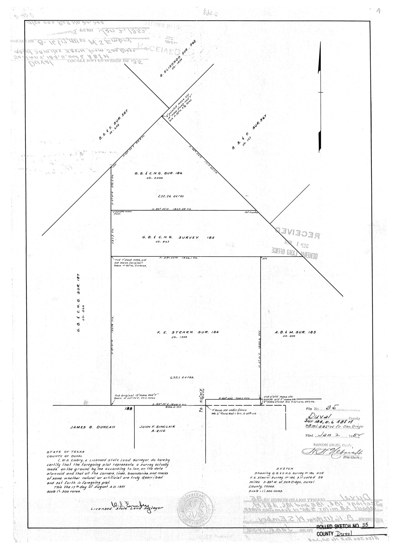 5750, Duval County Rolled Sketch 35, General Map Collection