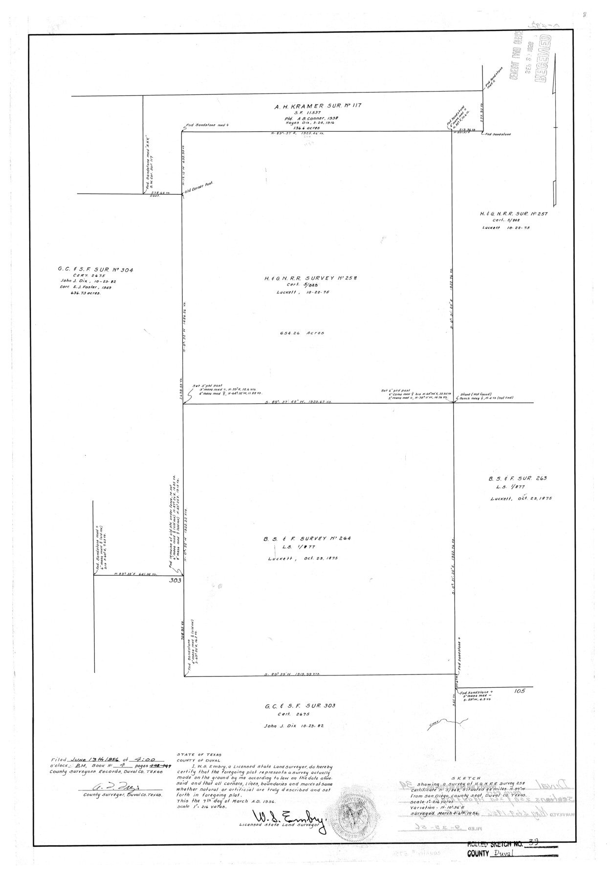 5756, Duval County Rolled Sketch 39, General Map Collection