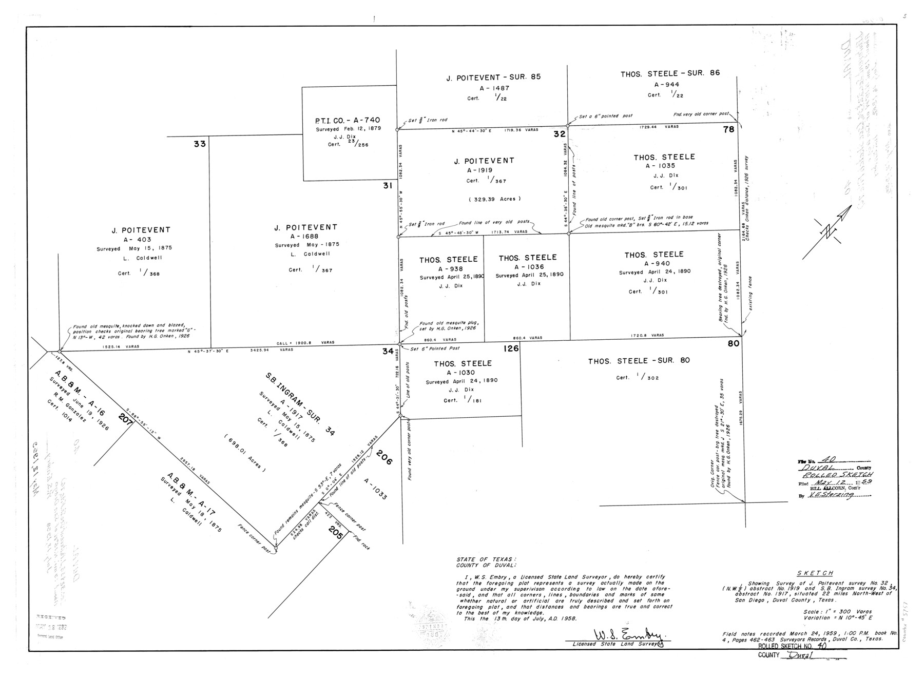 5757, Duval County Rolled Sketch 40, General Map Collection