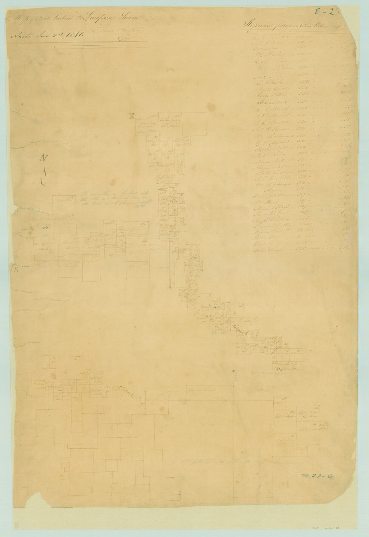 58, Map of San Gabriel & Lampassas [sic] Surveys, General Map Collection