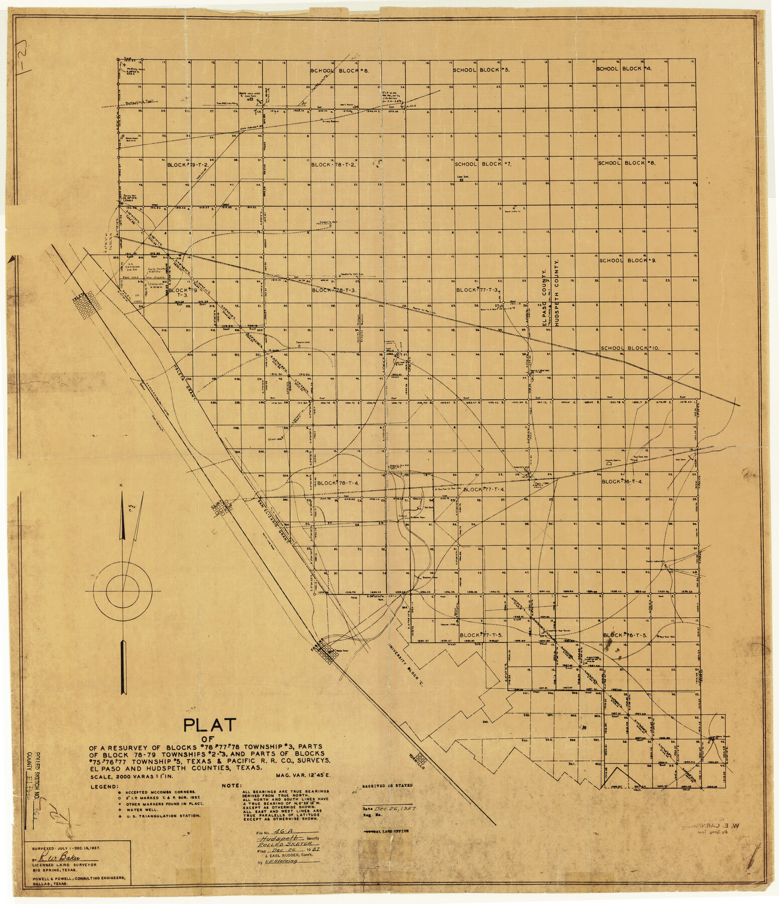 5833, El Paso County Rolled Sketch 46A, General Map Collection