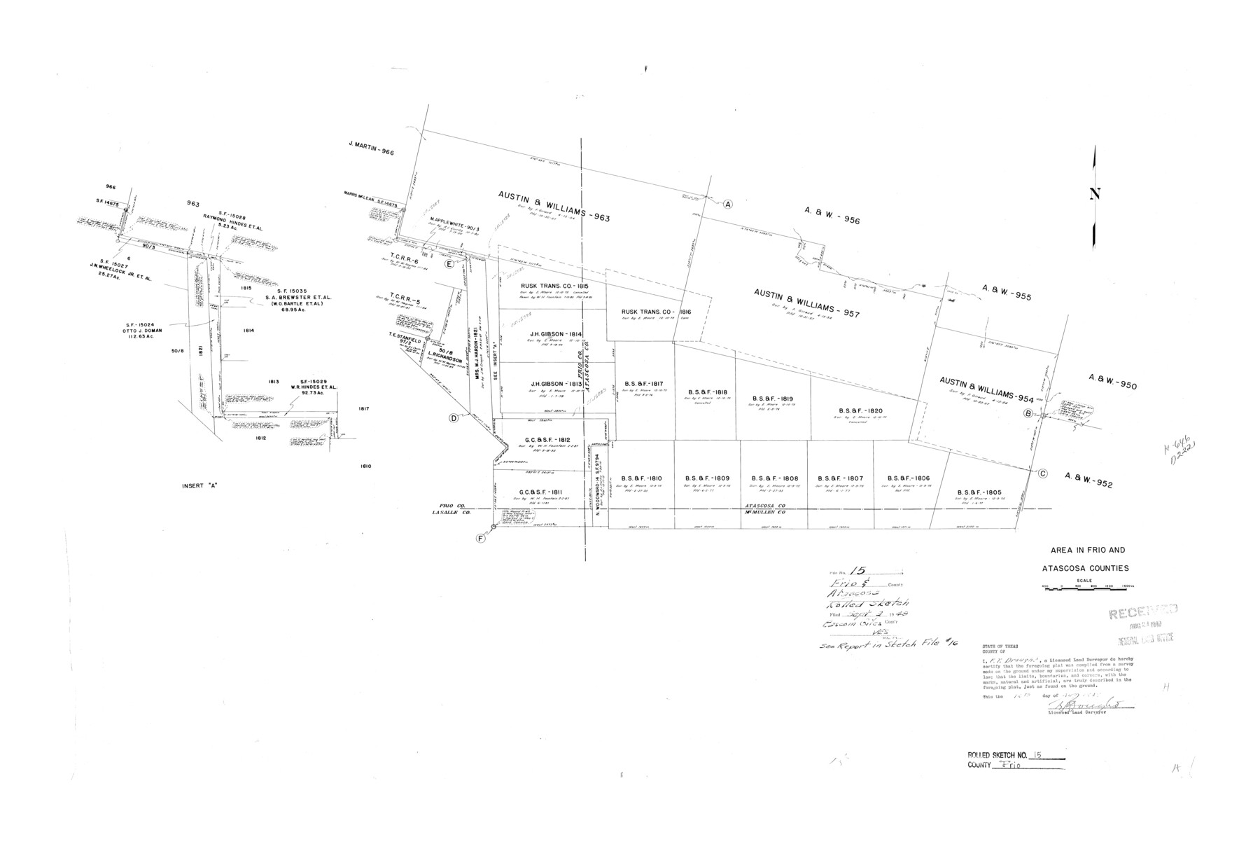 5922, Frio County Rolled Sketch 15, General Map Collection