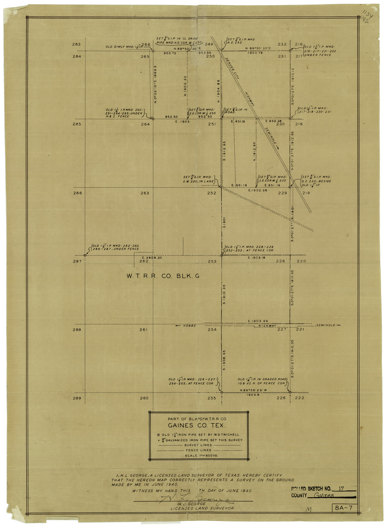 5934, Gaines County Rolled Sketch 17, General Map Collection