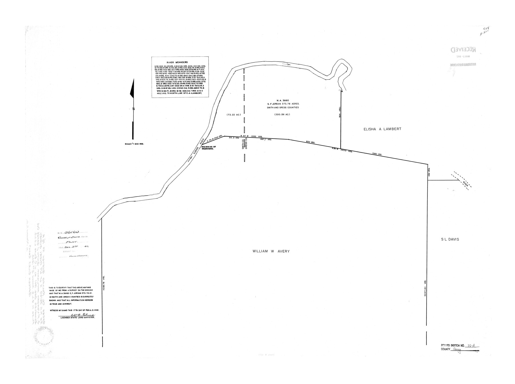 6039, Gregg County Rolled Sketch 16A, General Map Collection