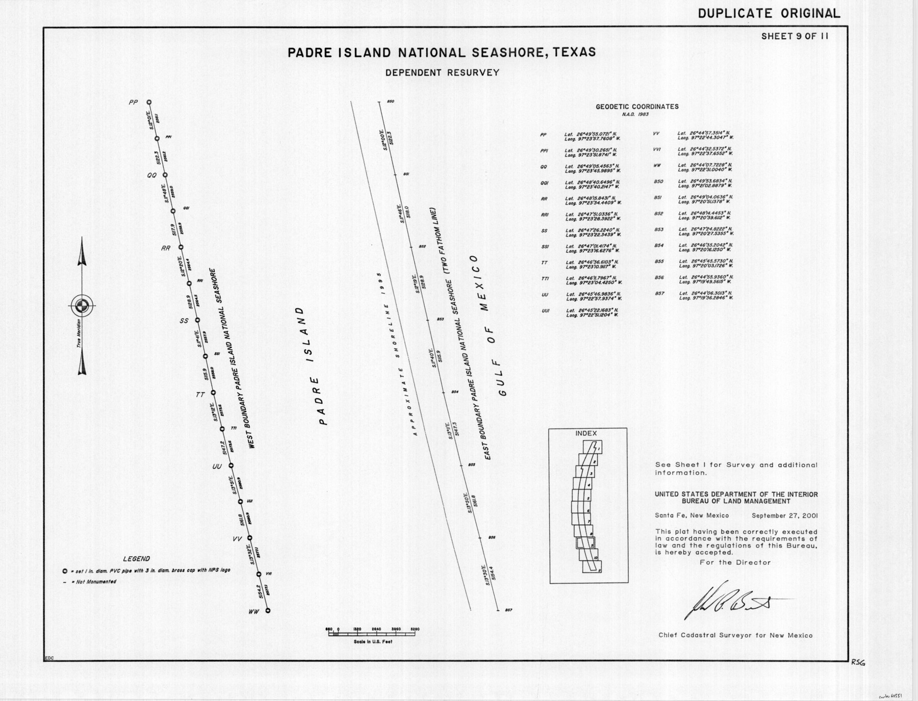 60551, Padre Island National Seashore, Texas - Dependent Resurvey, General Map Collection