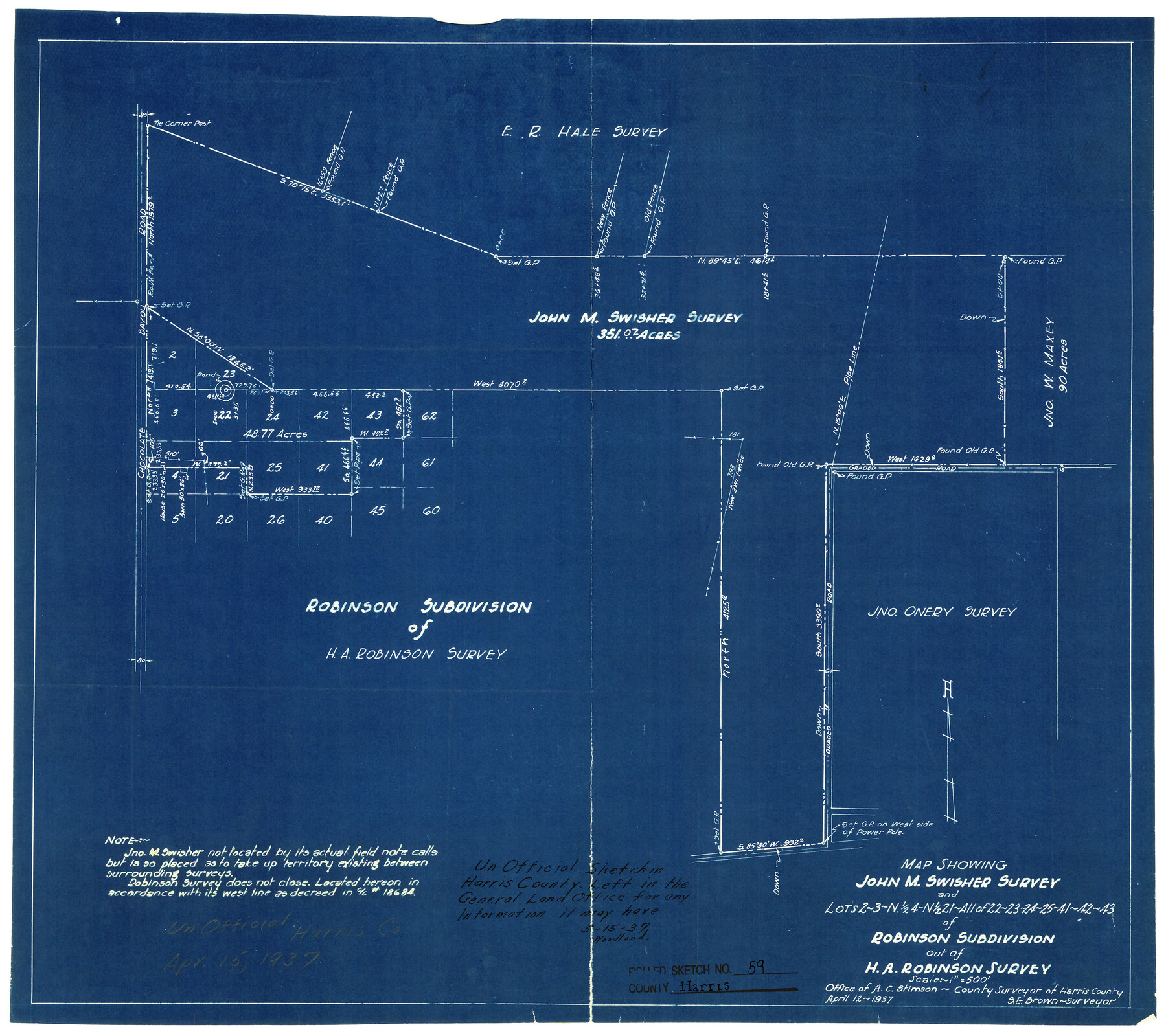 6105, Harris County Rolled Sketch 59, General Map Collection