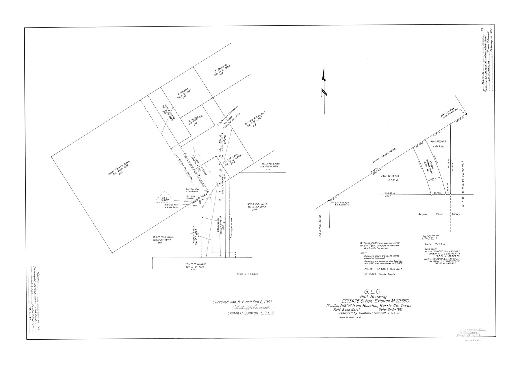 6129, Harris County Rolled Sketch 90, General Map Collection