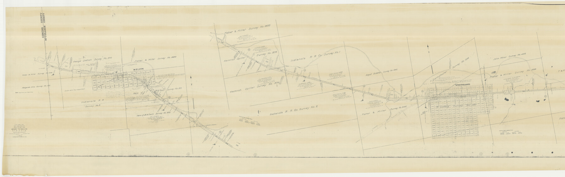 61420, G. C. & S. F. Ry., San Saba Branch, Right of Way Map, Brady to Melvin, General Map Collection