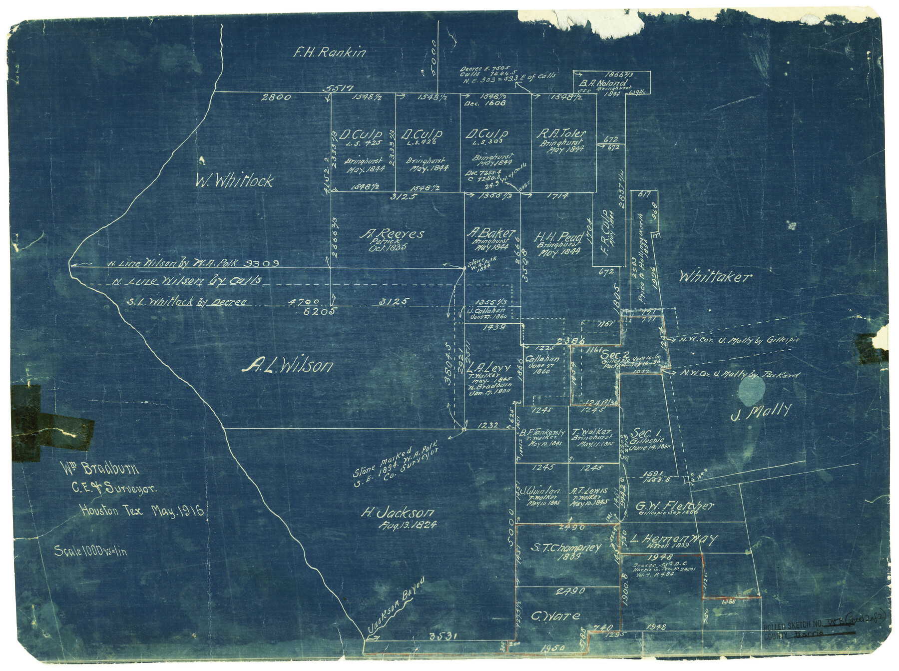 6147, Harris County Rolled Sketch WB, General Map Collection