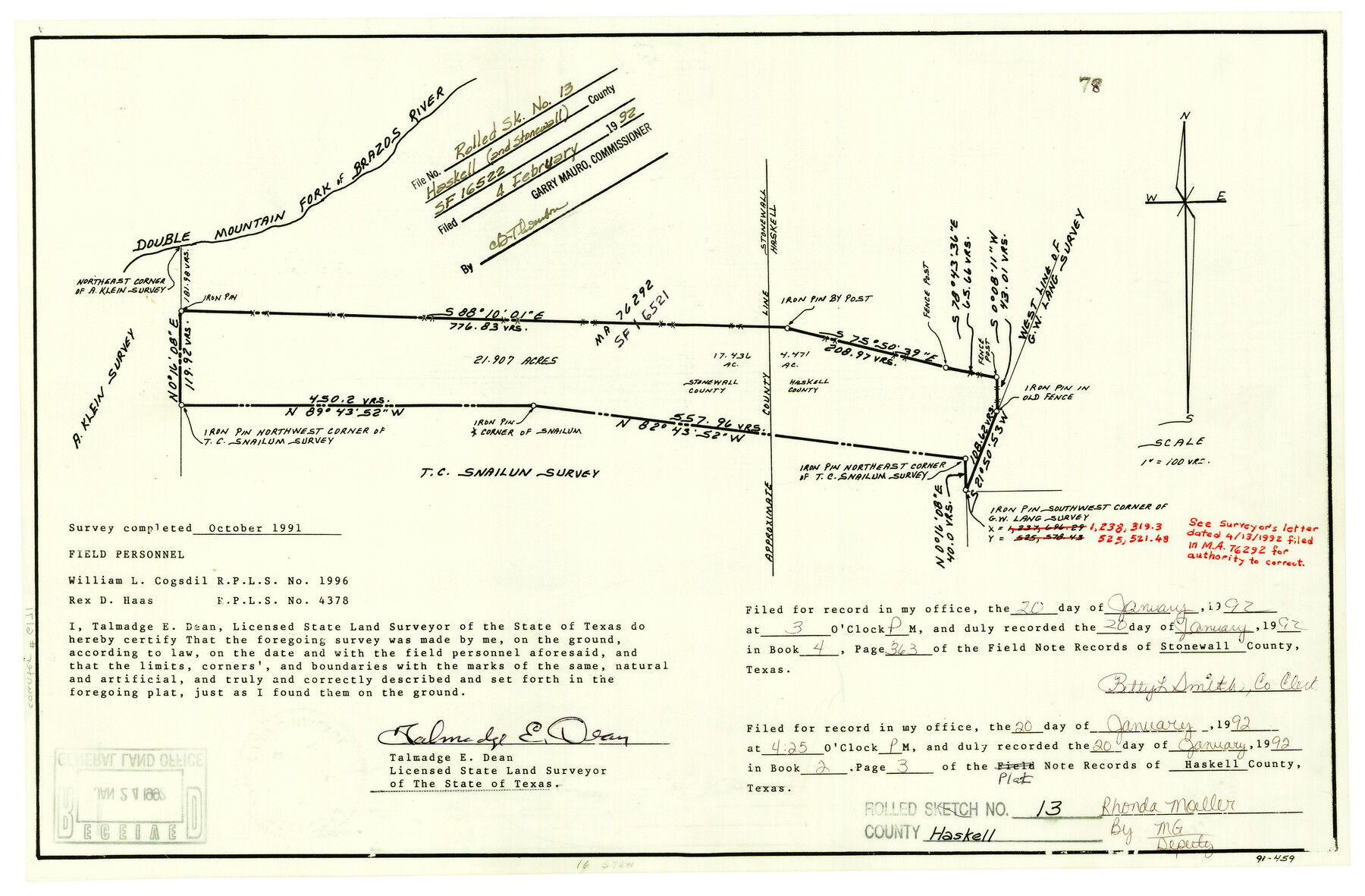 6171, Haskell County Rolled Sketch 13, General Map Collection