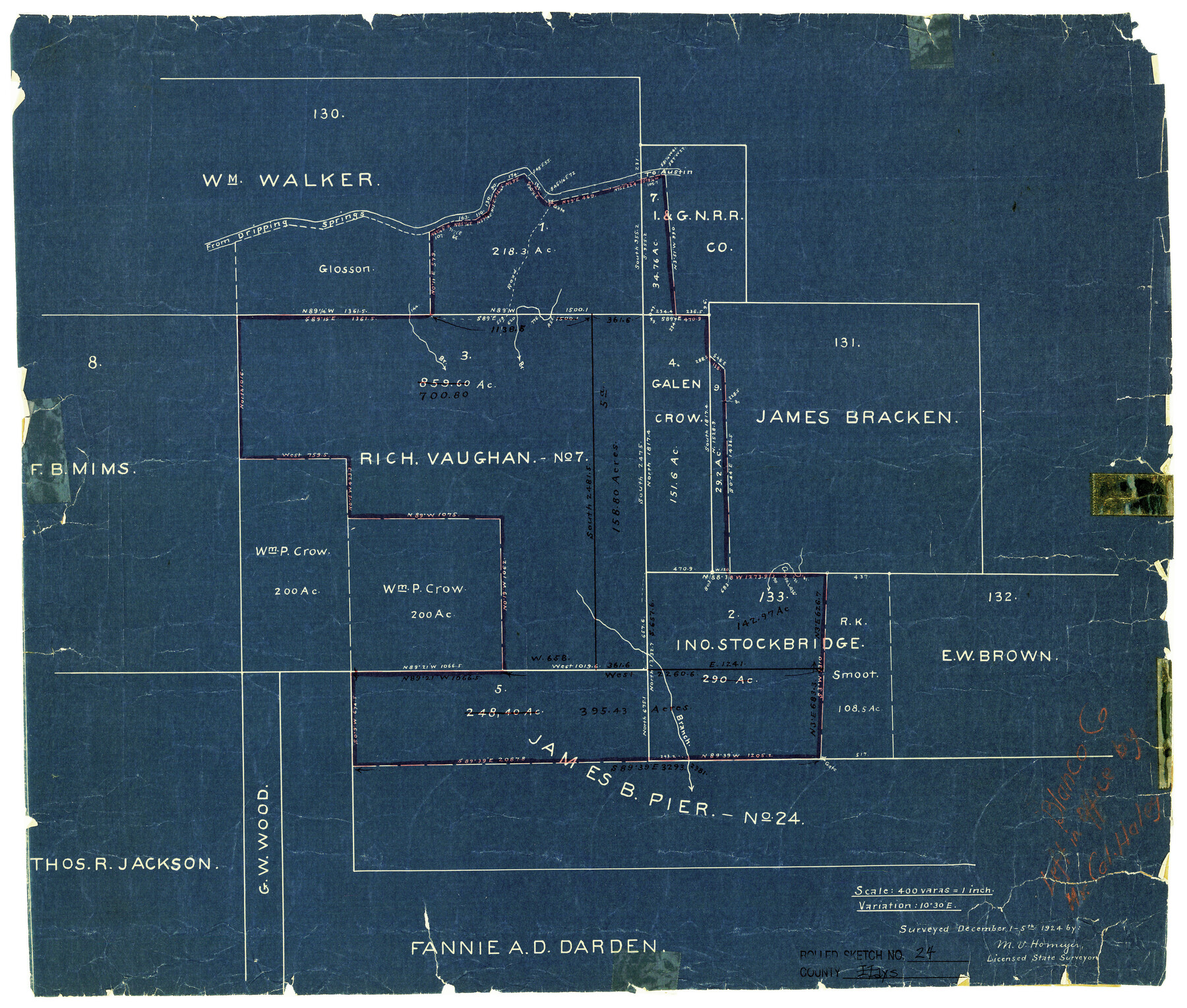 6180, Hays County Rolled Sketch 24, General Map Collection