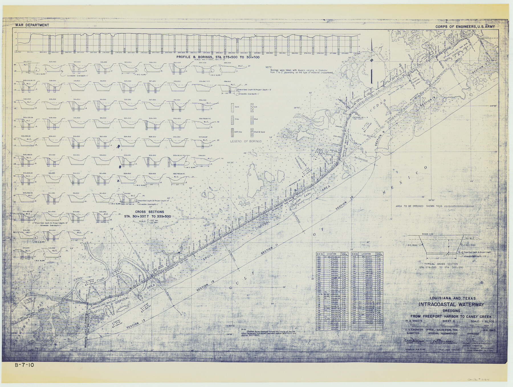 61817, Louisiana and Texas Intracoastal Waterway - Dredging from Freeport Harbor to Caney Creek - Sheet 2, General Map Collection