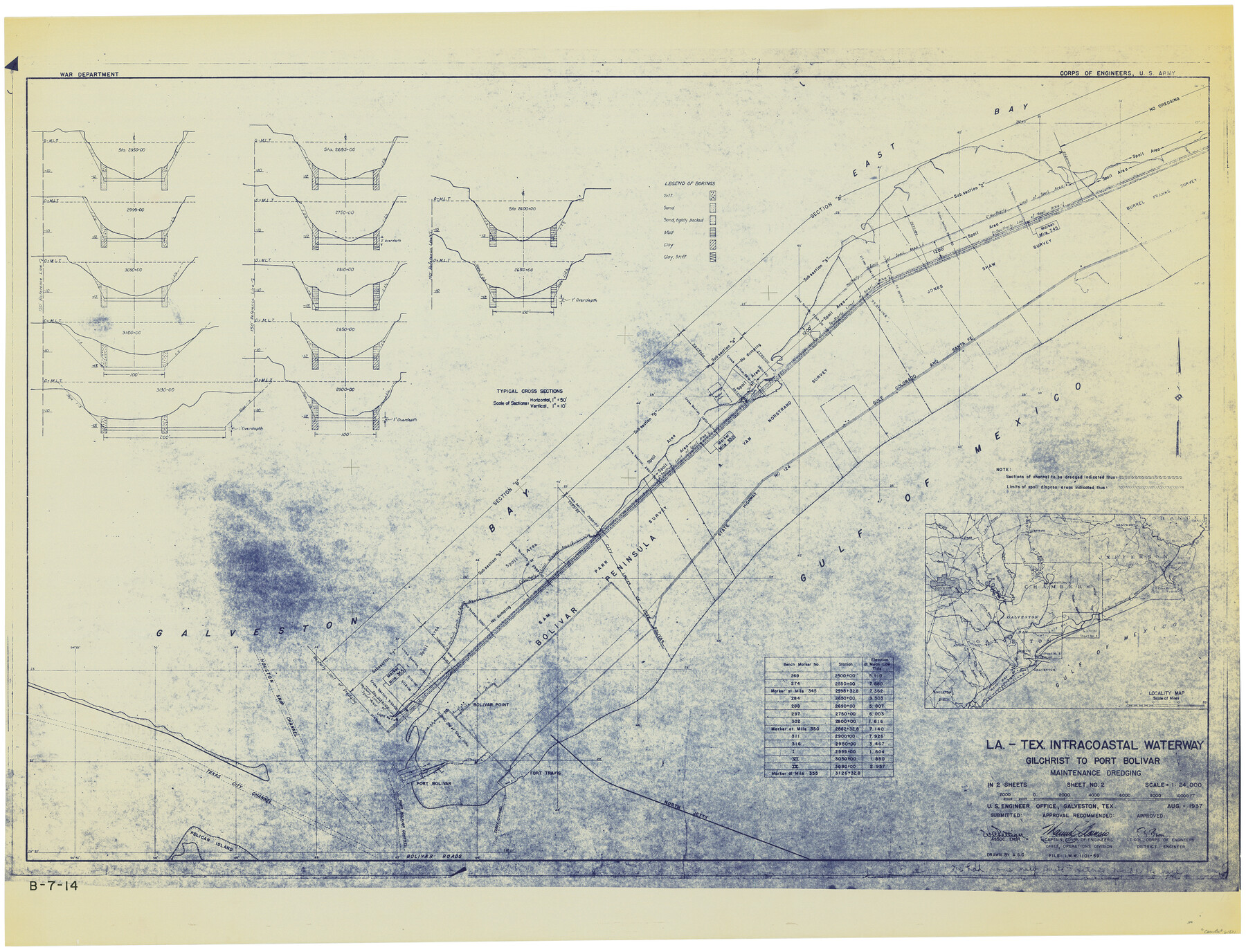 61821, Louisiana and Texas Intracoastal Waterway - Gilchrist to Port Bolivar, Maintenance Dredging - Sheet 2, General Map Collection