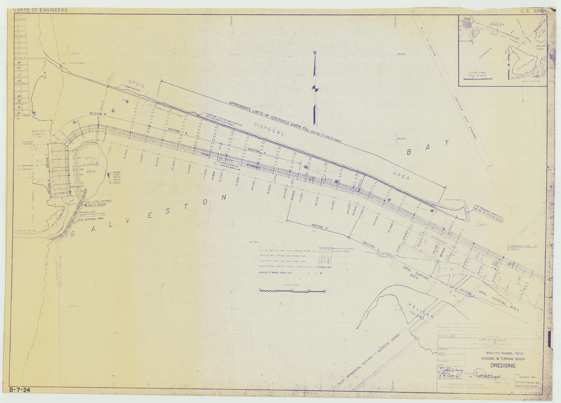 61831, Texas City Channel, Texas, Channel and Turning Basin Dredging - Sheet 1, General Map Collection