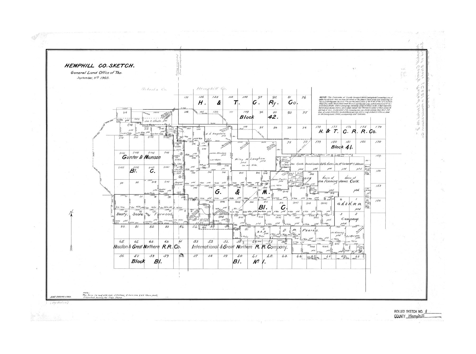 6191, Hemphill County Rolled Sketch 8, General Map Collection