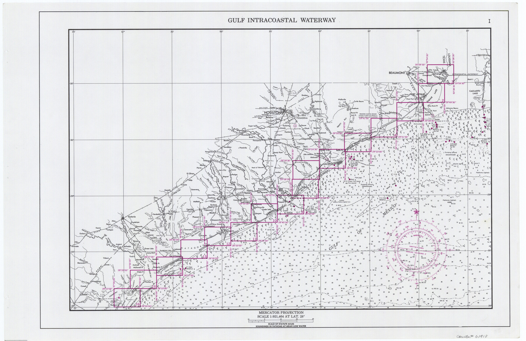 61918, Maps of Gulf Intracoastal Waterway, Texas - Sabine River to the Rio Grande and connecting waterways including ship channels, General Map Collection