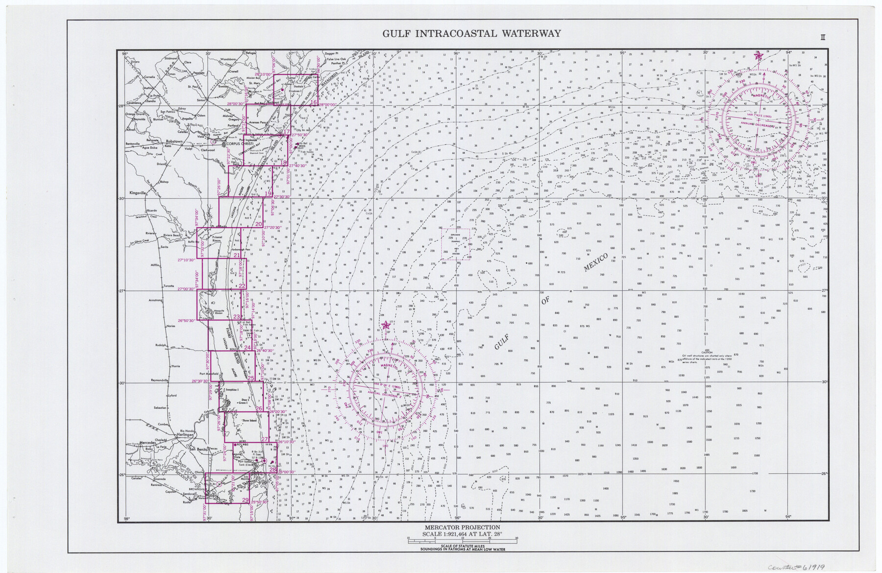 61919, Maps of Gulf Intracoastal Waterway, Texas - Sabine River to the Rio Grande and connecting waterways including ship channels, General Map Collection