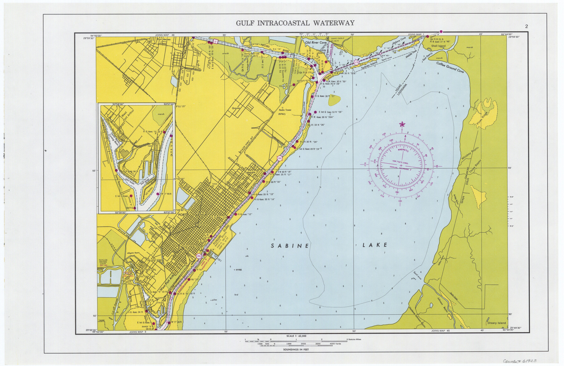 61923, Maps of Gulf Intracoastal Waterway, Texas - Sabine River to the Rio Grande and connecting waterways including ship channels, General Map Collection