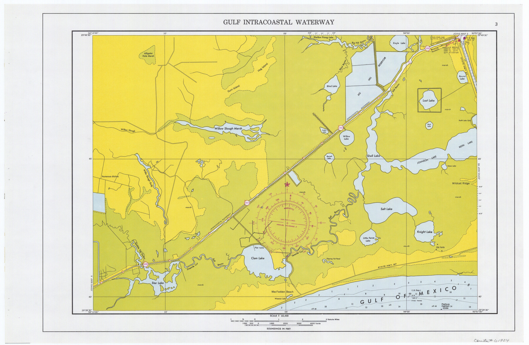 61924, Maps of Gulf Intracoastal Waterway, Texas - Sabine River to the Rio Grande and connecting waterways including ship channels, General Map Collection