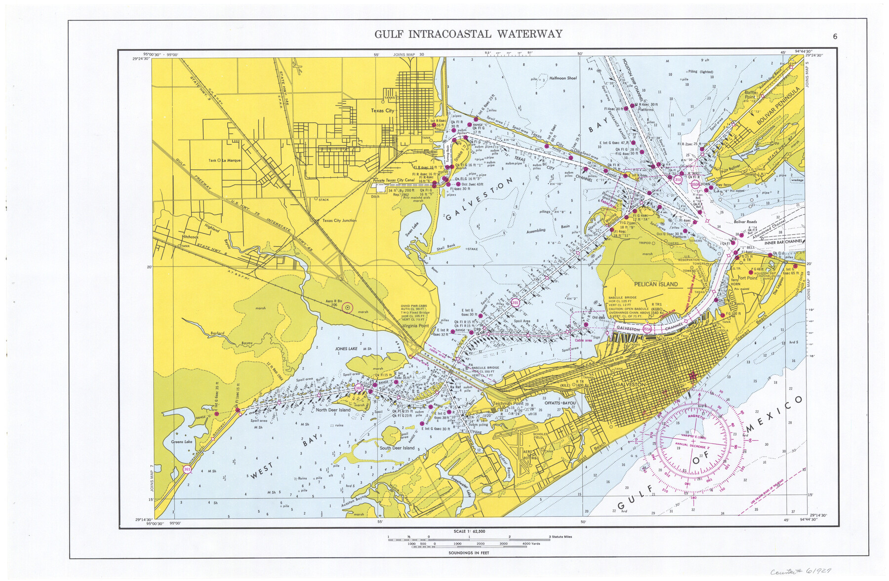 61927, Maps of Gulf Intracoastal Waterway, Texas - Sabine River to the Rio Grande and connecting waterways including ship channels, General Map Collection