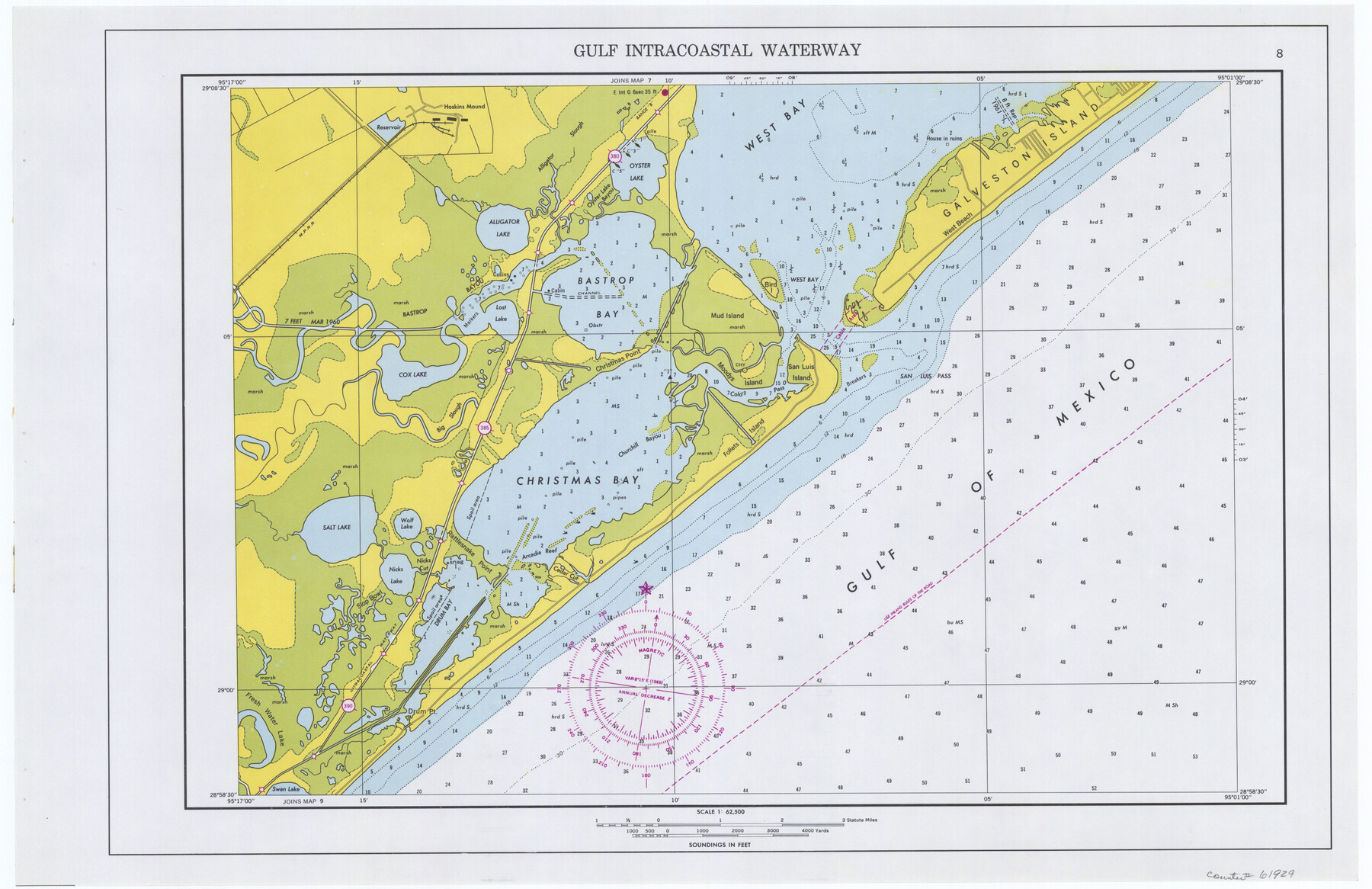 61929, Maps of Gulf Intracoastal Waterway, Texas - Sabine River to the Rio Grande and connecting waterways including ship channels, General Map Collection