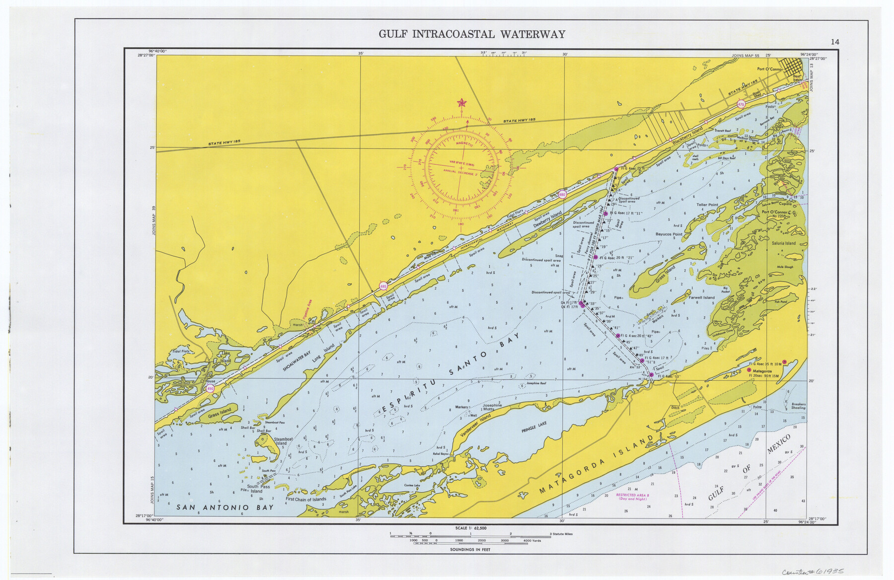 61935, Maps of Gulf Intracoastal Waterway, Texas - Sabine River to the Rio Grande and connecting waterways including ship channels, General Map Collection