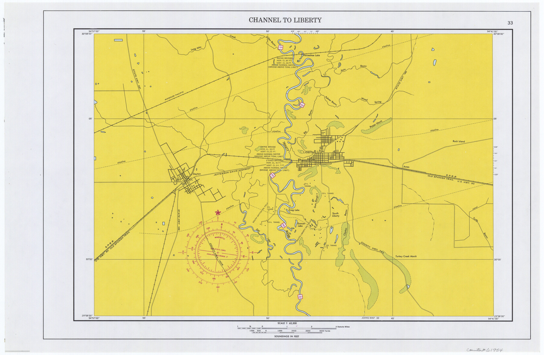 61954, Maps of Gulf Intracoastal Waterway, Texas - Sabine River to the Rio Grande and connecting waterways including ship channels, General Map Collection