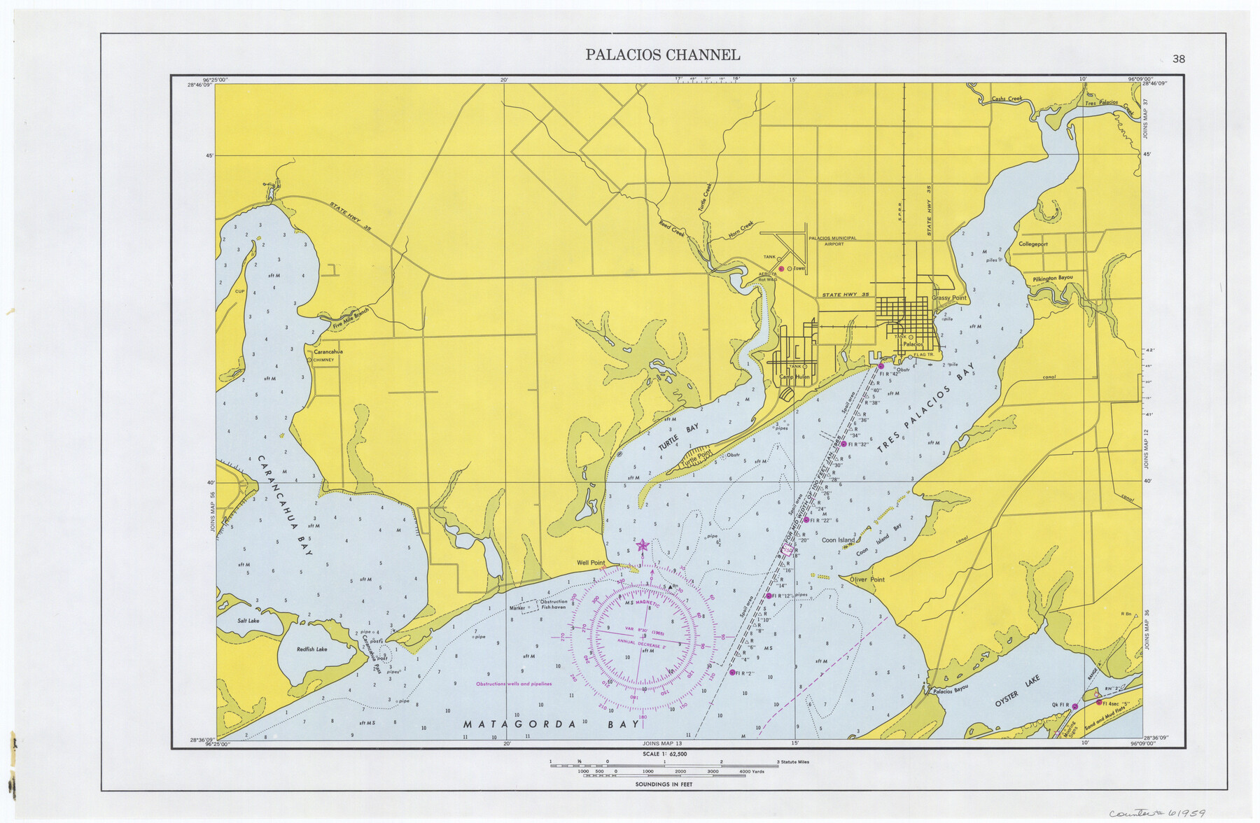 61959, Maps of Gulf Intracoastal Waterway, Texas - Sabine River to the Rio Grande and connecting waterways including ship channels, General Map Collection