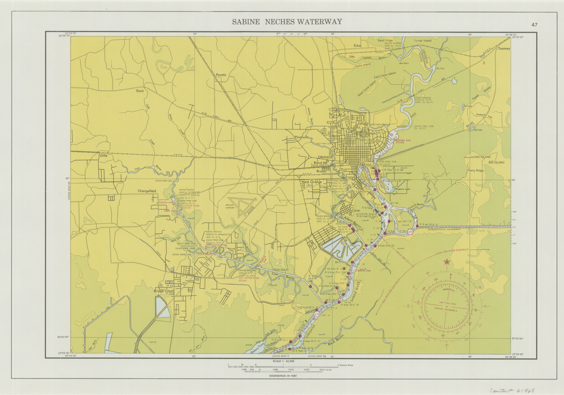 61968, Maps of Gulf Intracoastal Waterway, Texas - Sabine River to the Rio Grande and connecting waterways including ship channels, General Map Collection