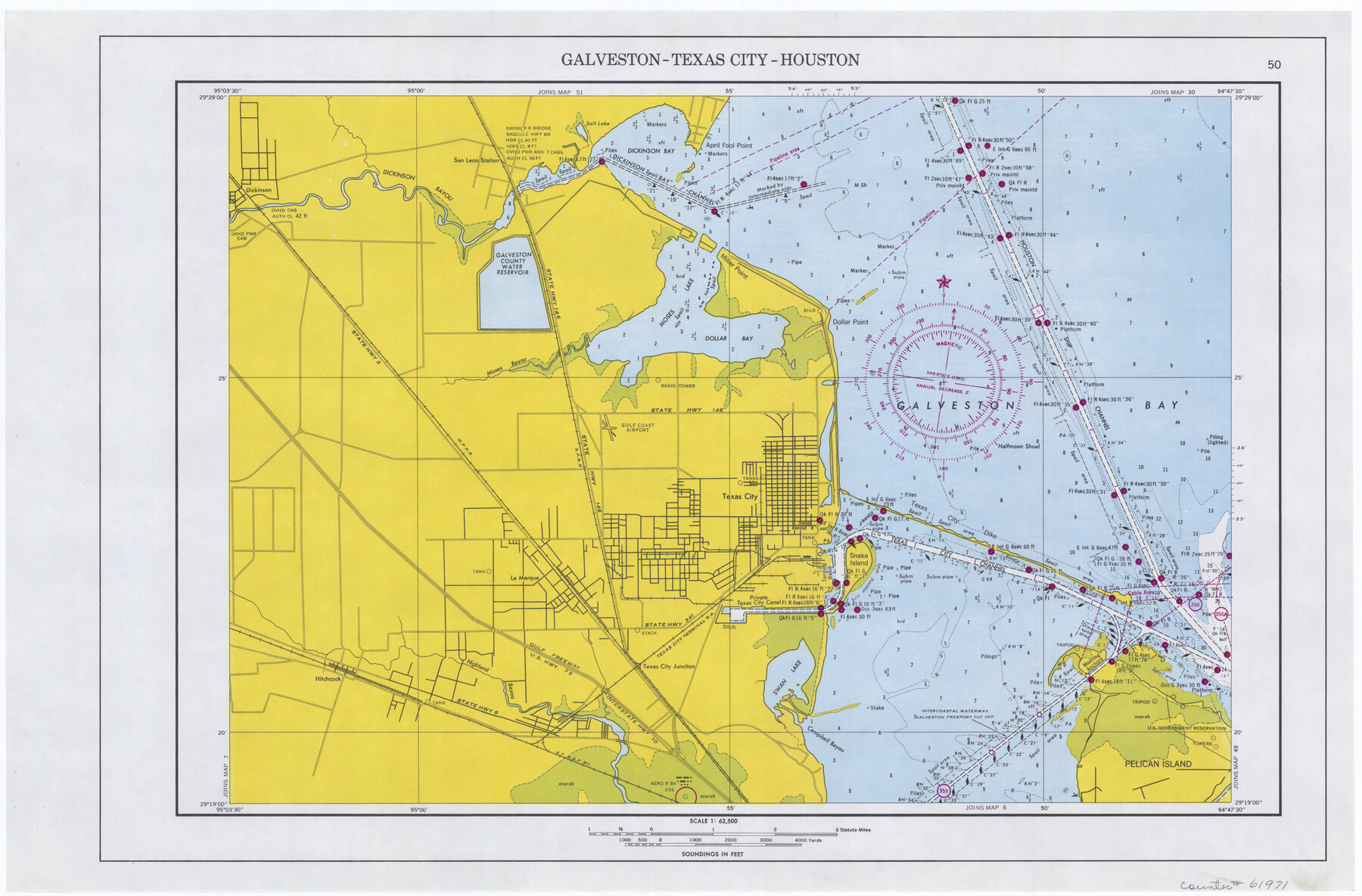 61971, Maps of Gulf Intracoastal Waterway, Texas - Sabine River to the Rio Grande and connecting waterways including ship channels, General Map Collection