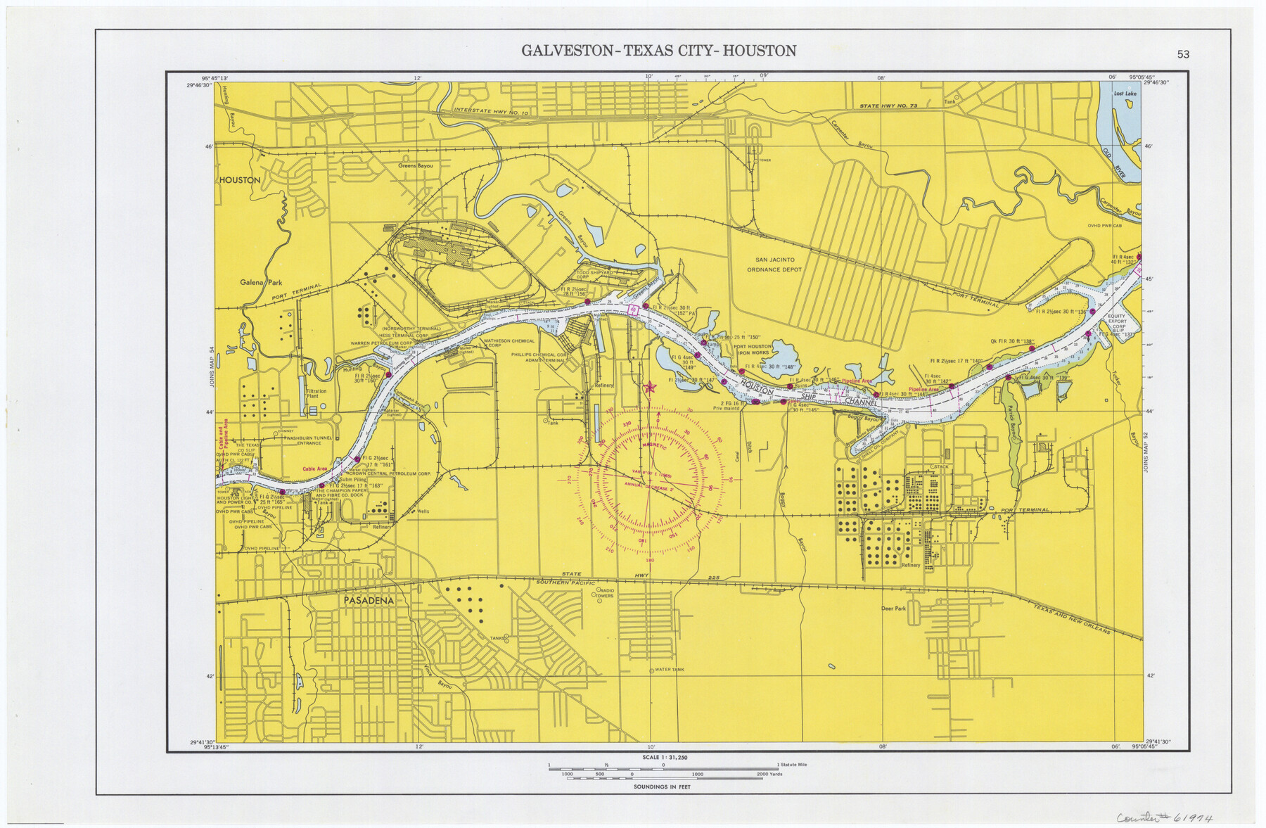 61974, Maps of Gulf Intracoastal Waterway, Texas - Sabine River to the Rio Grande and connecting waterways including ship channels, General Map Collection