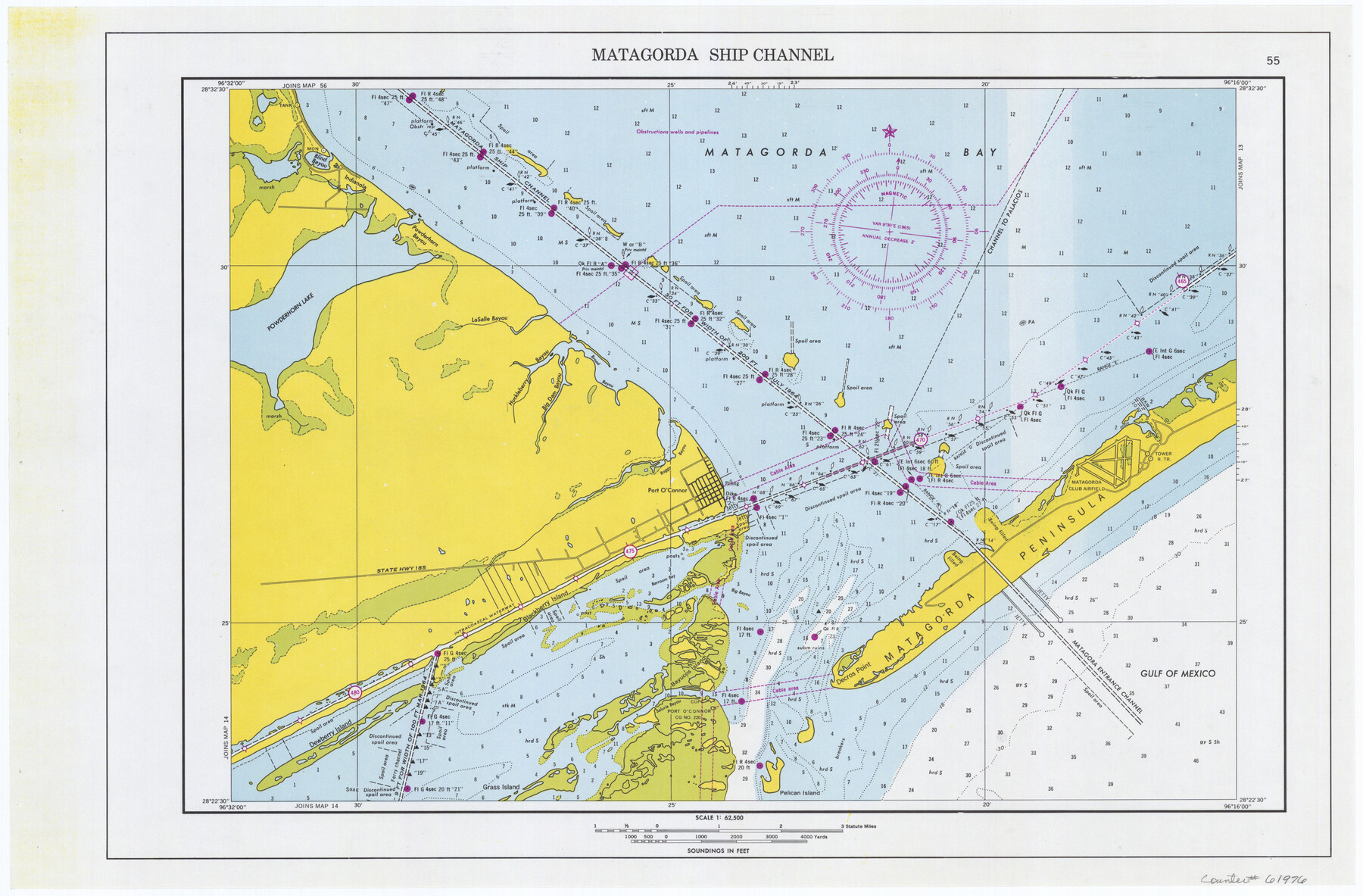 61976, Maps of Gulf Intracoastal Waterway, Texas - Sabine River to the Rio Grande and connecting waterways including ship channels, General Map Collection