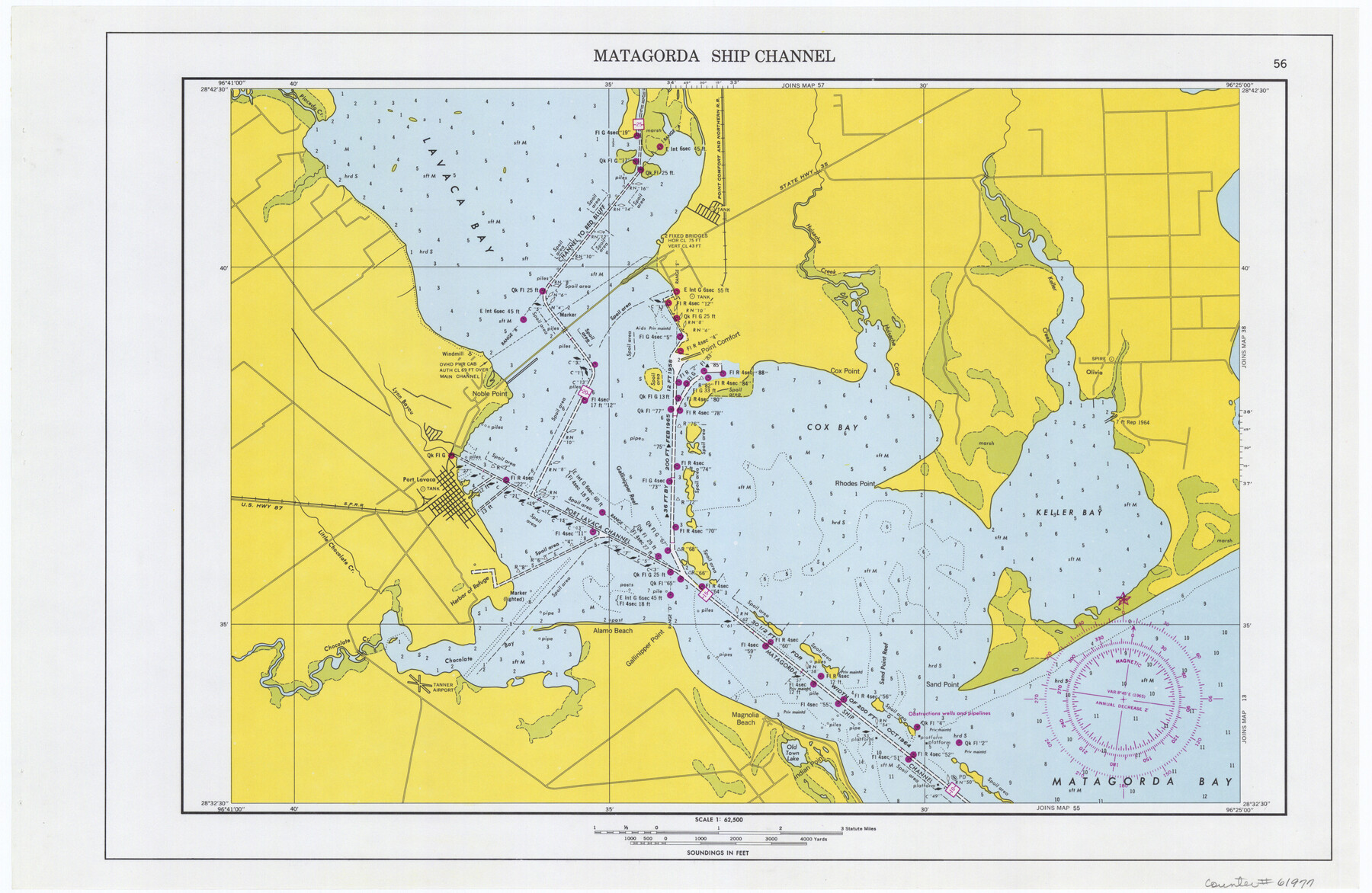 61977, Maps of Gulf Intracoastal Waterway, Texas - Sabine River to the Rio Grande and connecting waterways including ship channels, General Map Collection