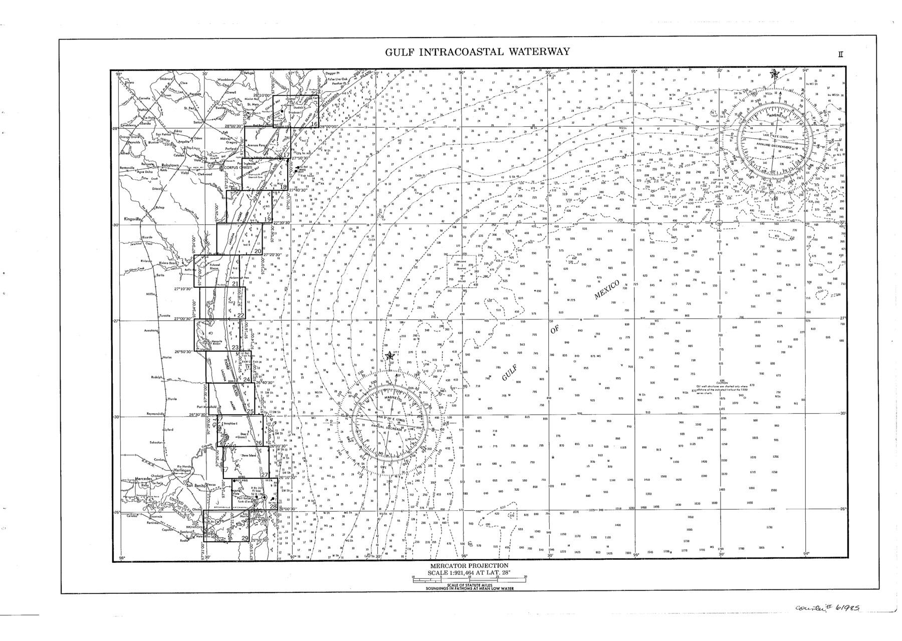 61985, Maps of Gulf Intracoastal Waterway, Texas - Sabine River to the Rio Grande and connecting waterways including ship channels, General Map Collection