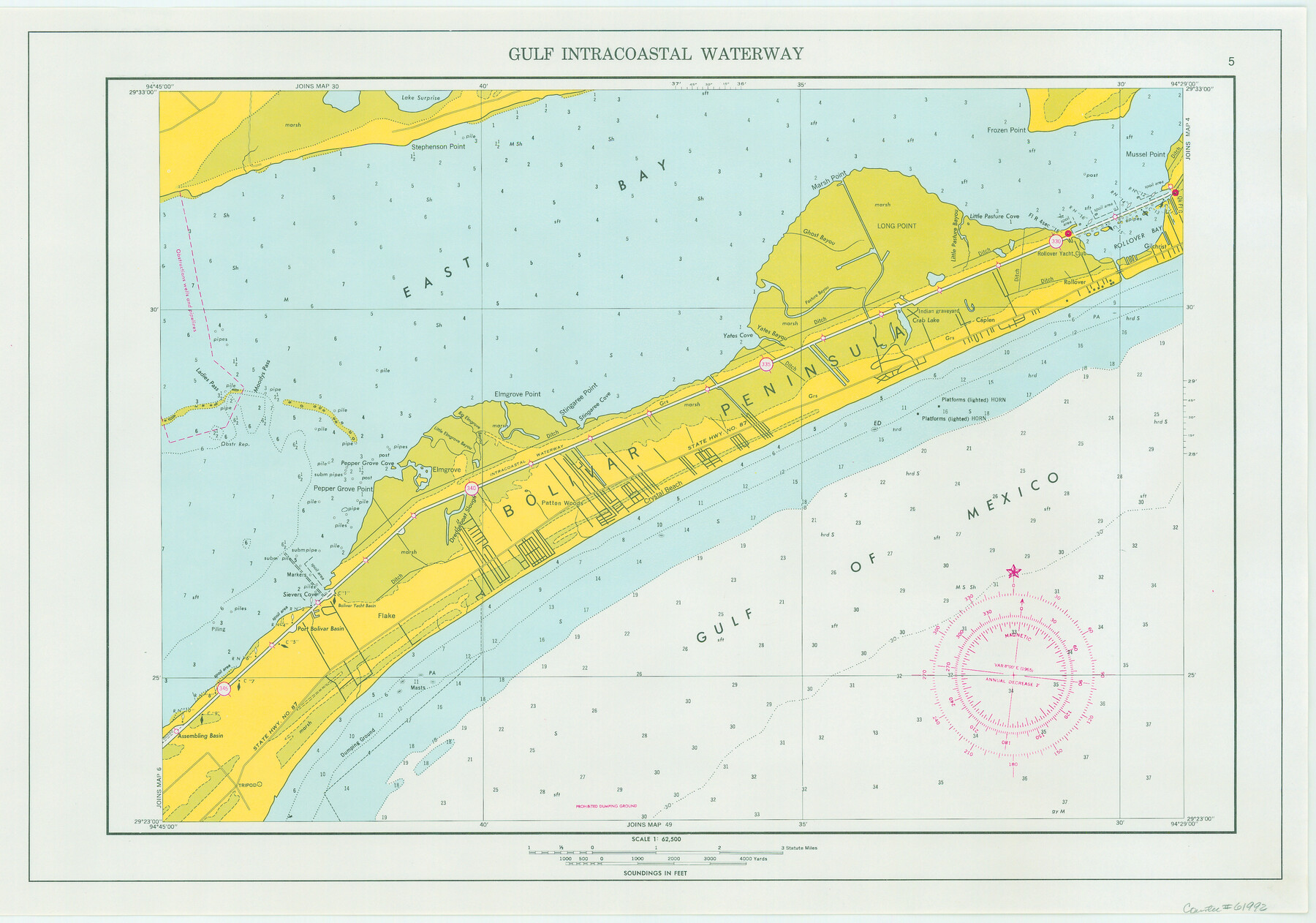 61992, Maps of Gulf Intracoastal Waterway, Texas - Sabine River to the Rio Grande and connecting waterways including ship channels, General Map Collection