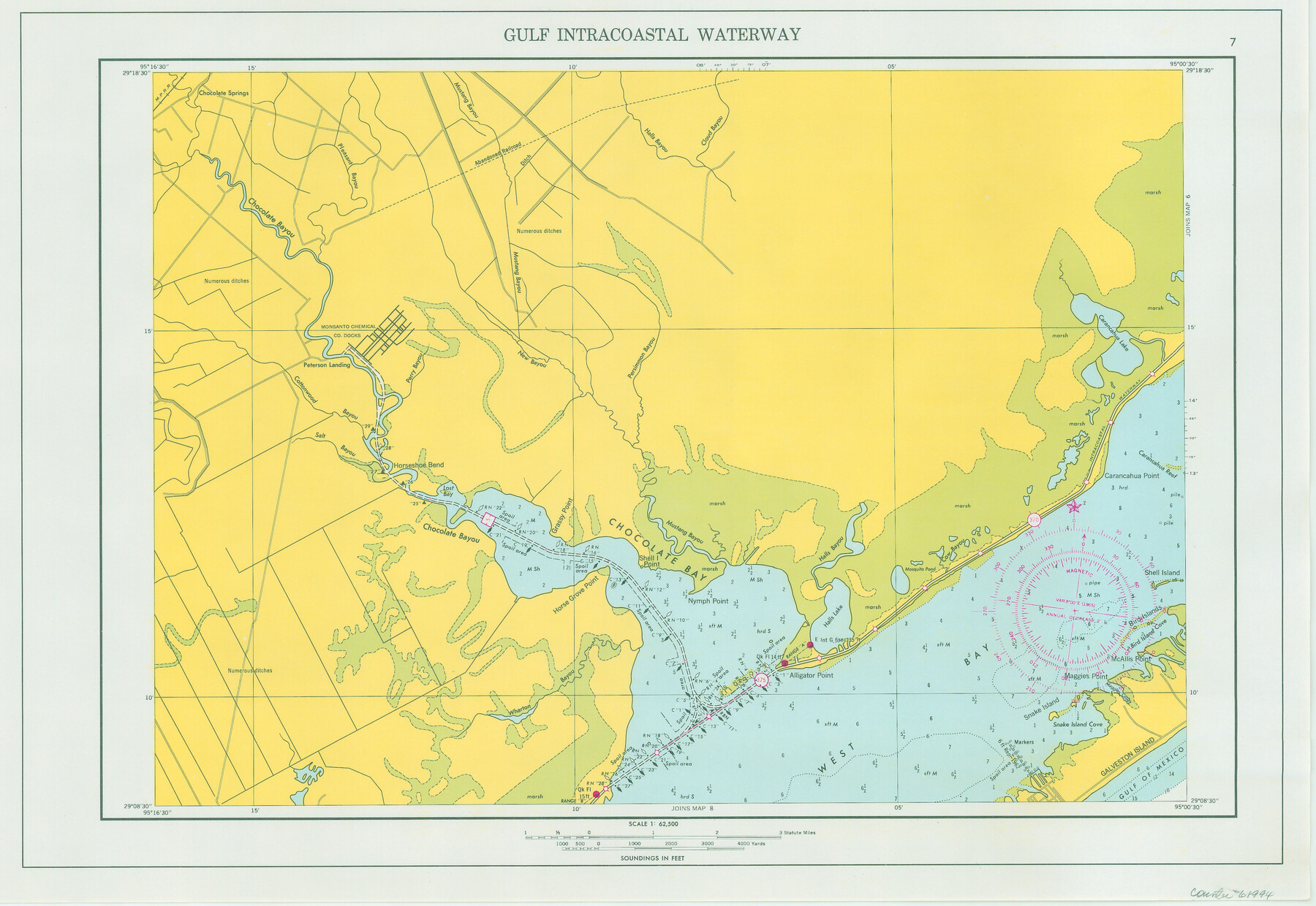 61994, Maps of Gulf Intracoastal Waterway, Texas - Sabine River to the Rio Grande and connecting waterways including ship channels, General Map Collection