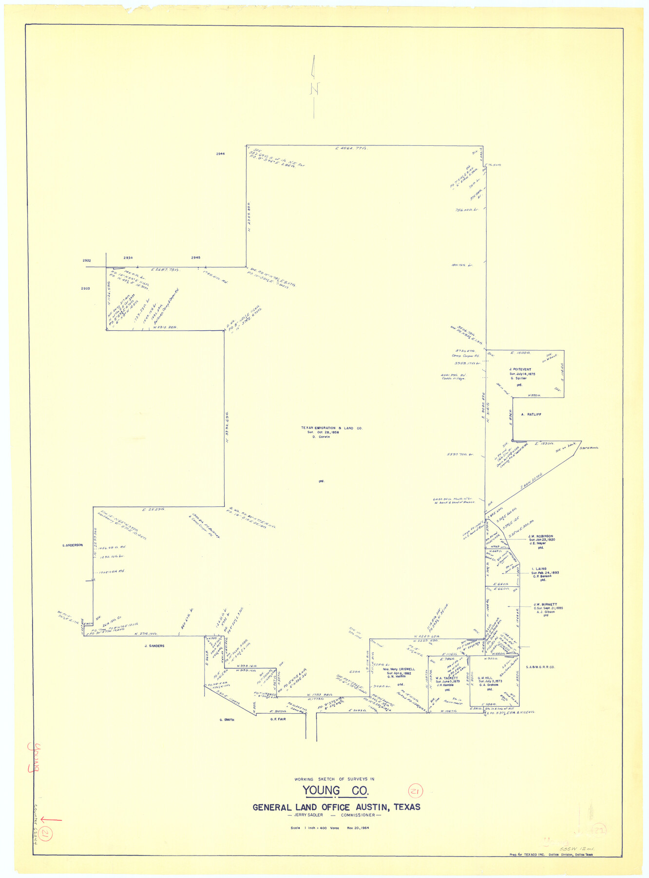 62044, Young County Working Sketch 21, General Map Collection