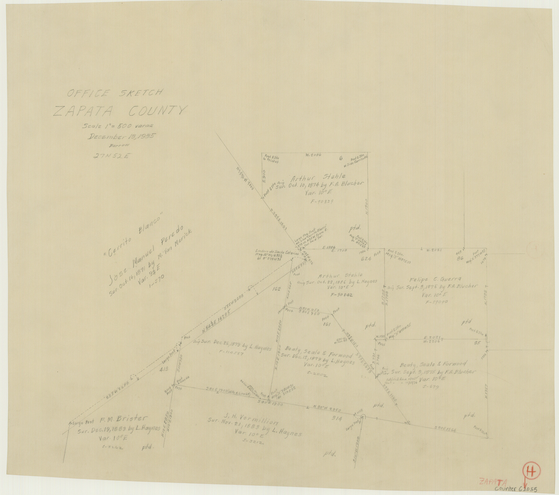 62055, Zapata County Working Sketch 4, General Map Collection