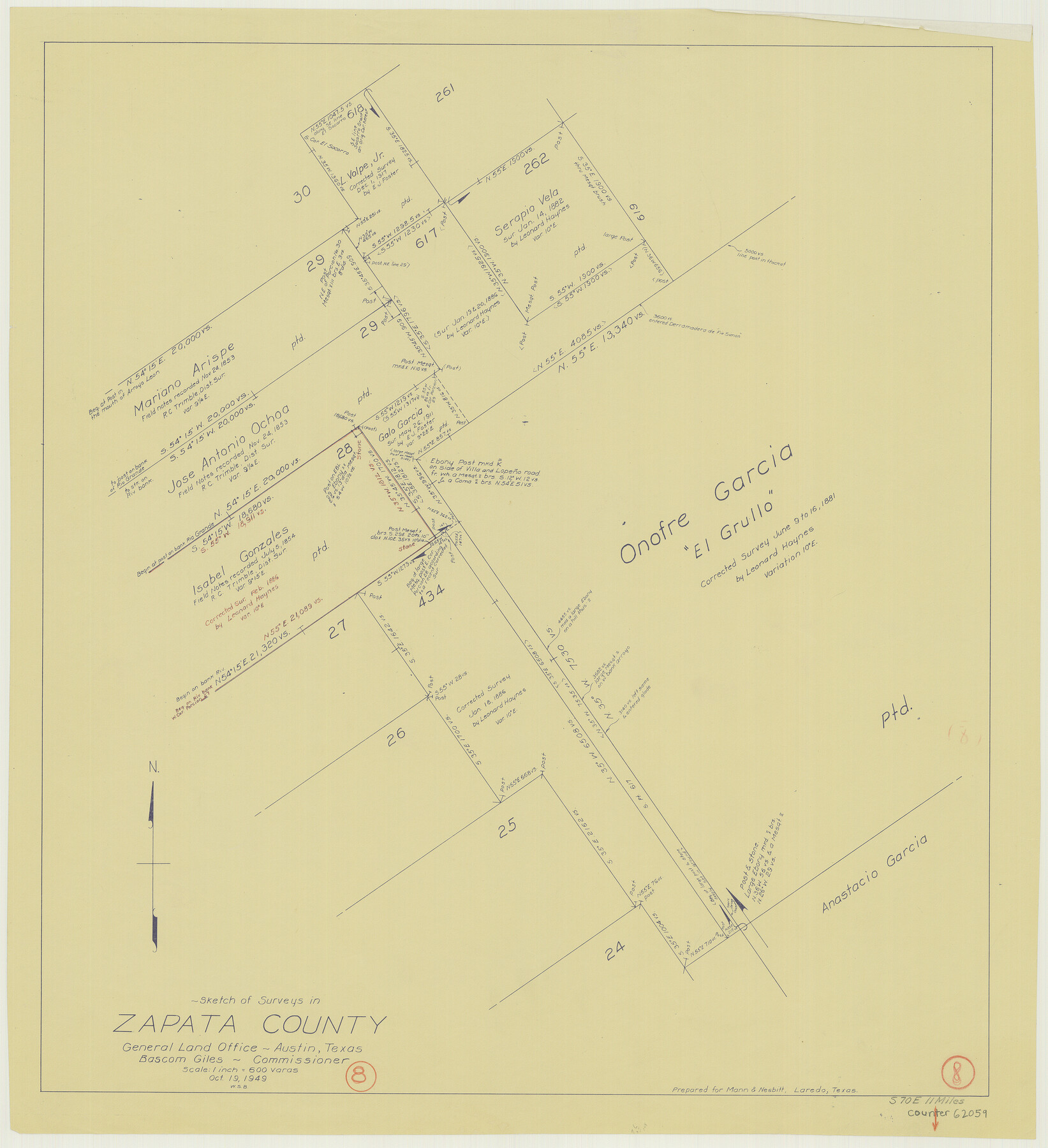 62059, Zapata County Working Sketch 8, General Map Collection