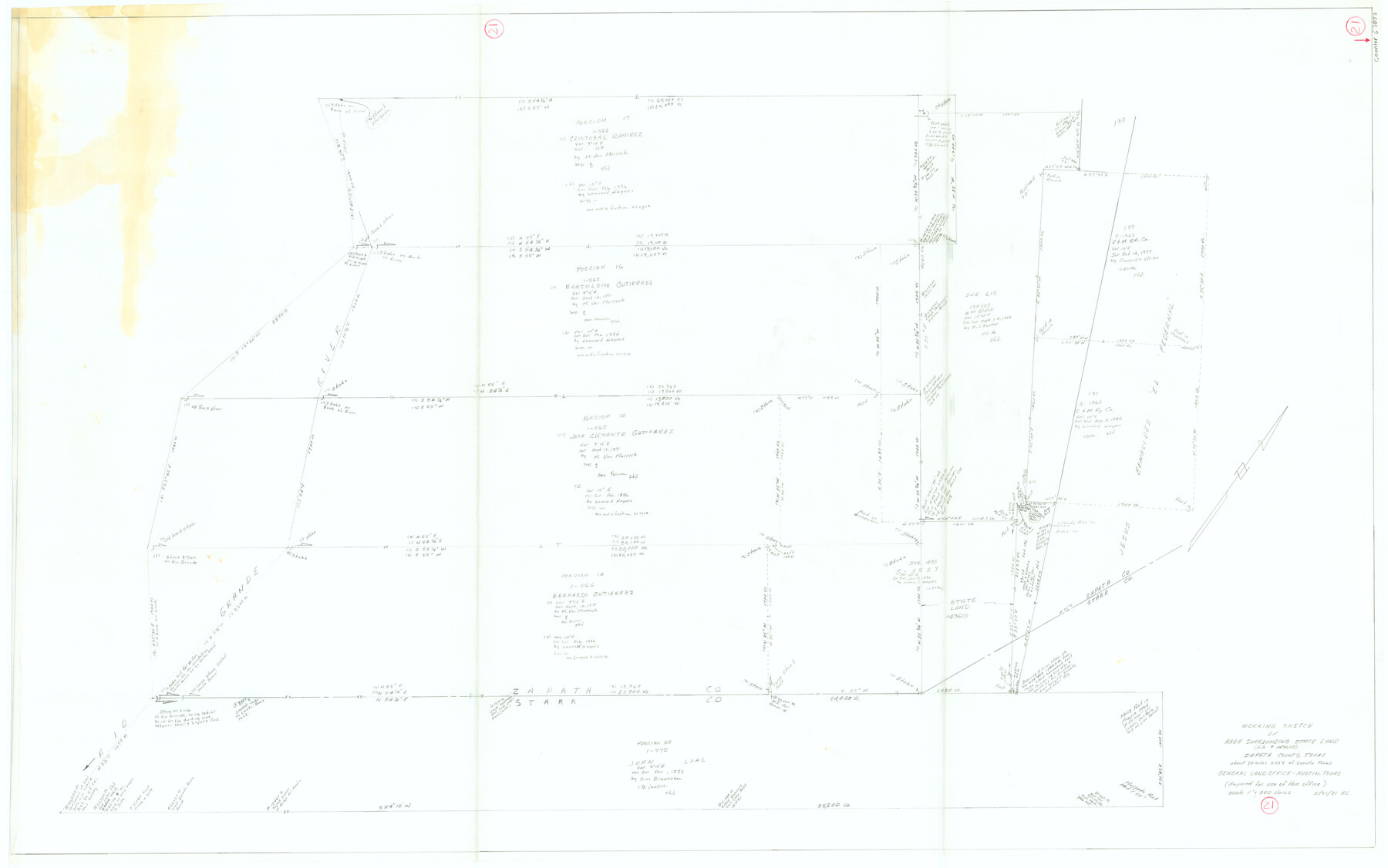 62072, Zapata County Working Sketch 21, General Map Collection