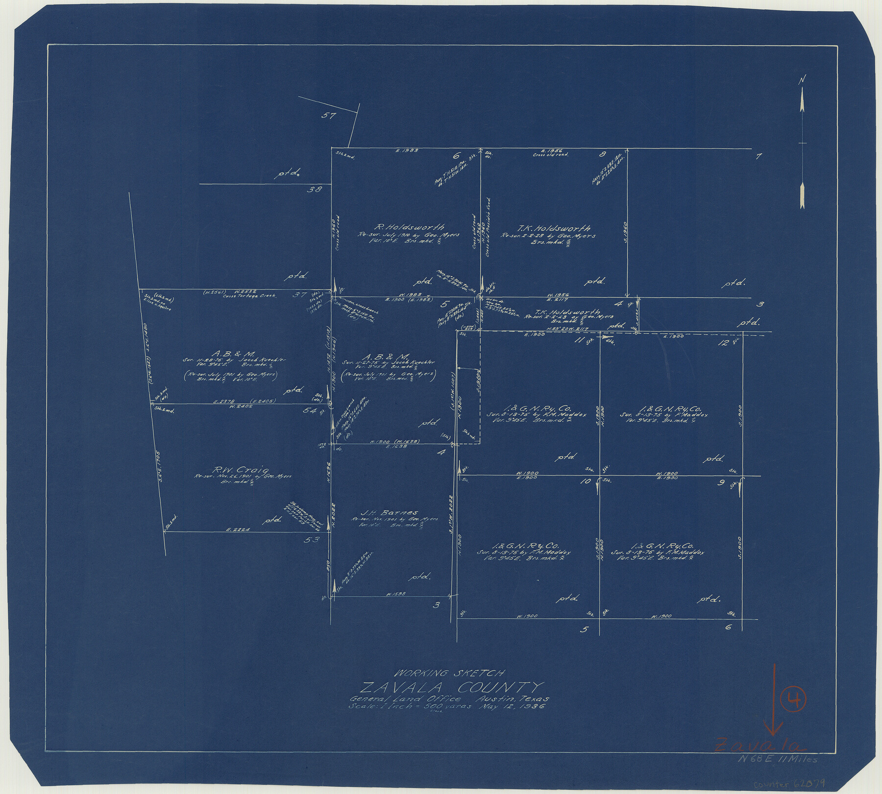 62079, Zavala County Working Sketch 4, General Map Collection