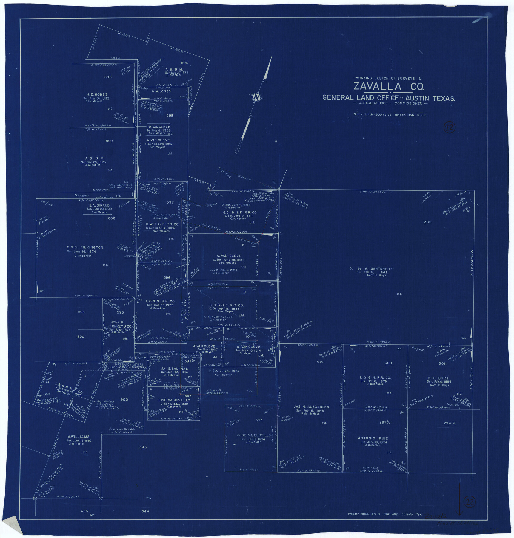 62087, Zavala County Working Sketch 12, General Map Collection