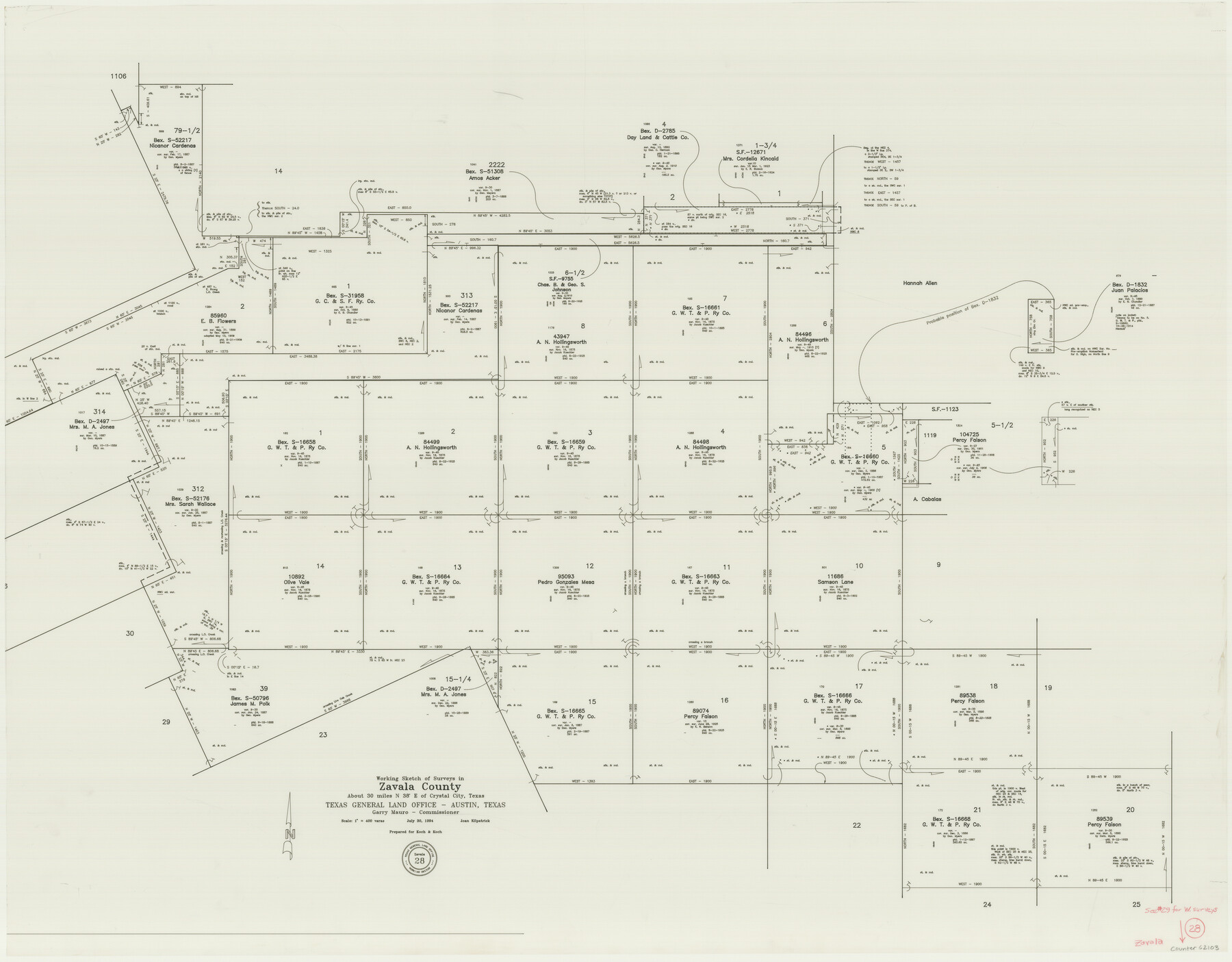 62103, Zavala County Working Sketch 28, General Map Collection