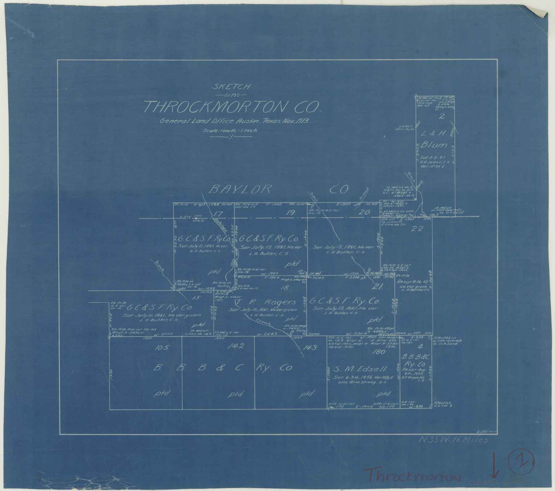 62110, Throckmorton County Working Sketch 1, General Map Collection