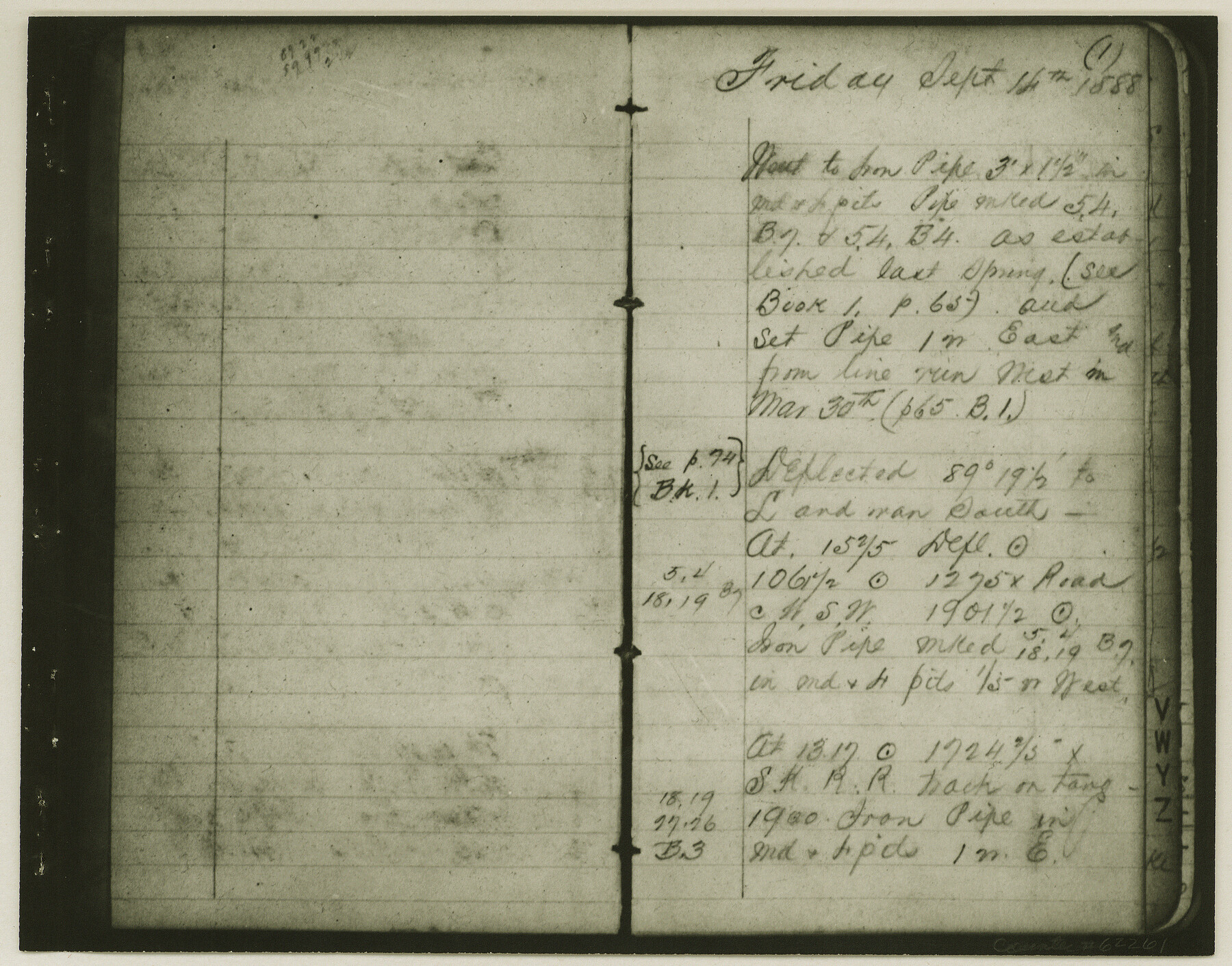 62261, Copy of Surveyor's Field Book, Morris Browning - In Blocks 7, 5 & 4, I&GNRRCo., Hutchinson and Carson Counties, Texas, General Map Collection