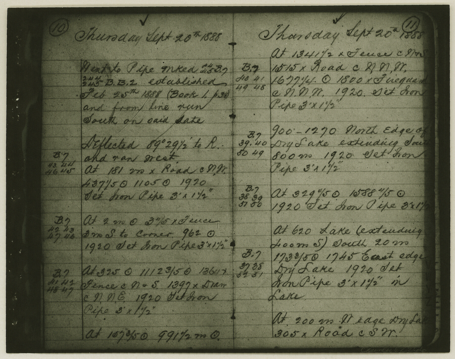 62266, Copy of Surveyor's Field Book, Morris Browning - In Blocks 7, 5 & 4, I&GNRRCo., Hutchinson and Carson Counties, Texas, General Map Collection